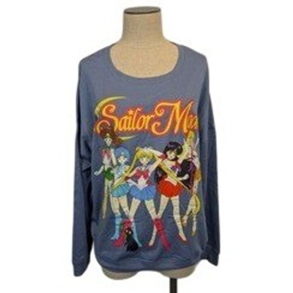 Sailor Moon Blue Graphic Print Sweatshirt Size Small
